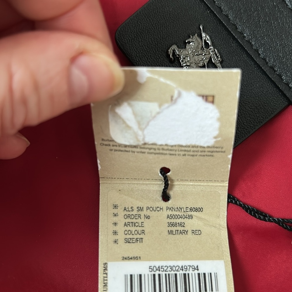 Burberry Red and Black nylon pouch NWT 100% authentic - Picture 6 of 6